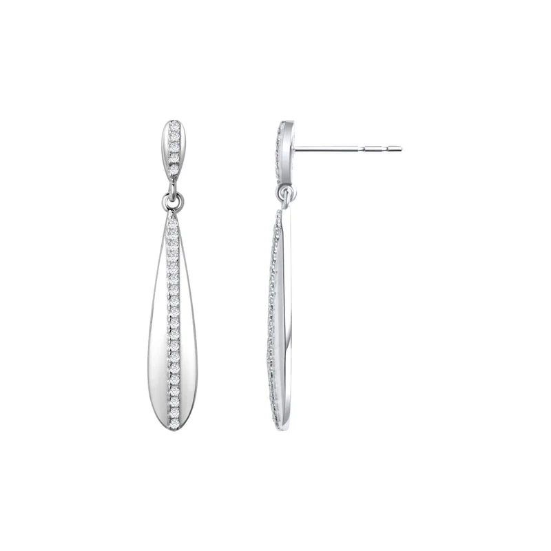 Kolczyki srebrne wiszące z cyrkoniami