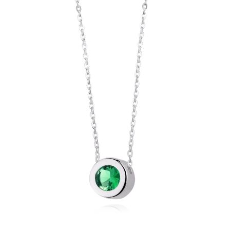 Naszyjnik srebrny z zawieszką ze szmaragdową cyrkonią