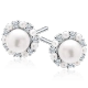 Kolczyki srebrne z perłą i cyrkoniami