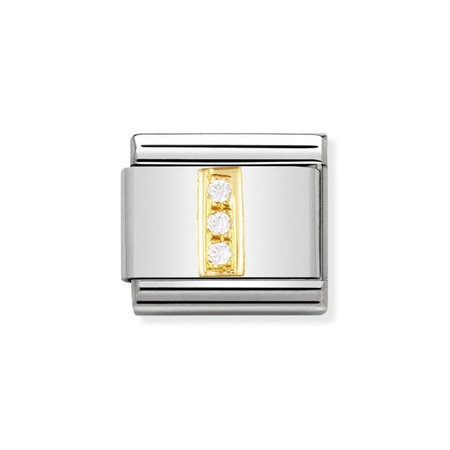 Element link do bransoletek Nomination Composable Stal + Złoto 18k litera I z cyrkoniami