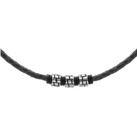 Męski skórzany naszyjnik stal szlachetna