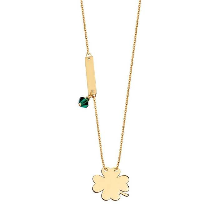 Naszyjnik srebrny pozłacany koniczyna