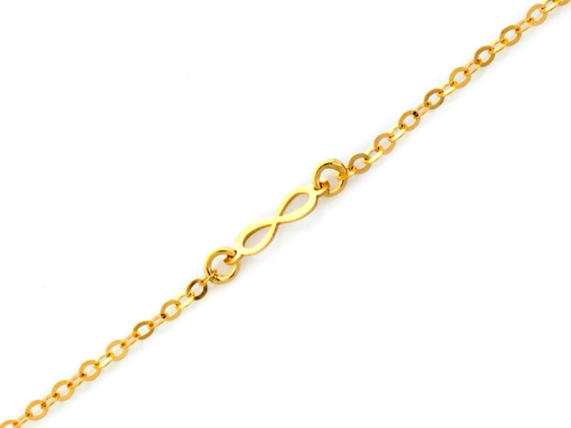 Bransoletka złota na nogę nieskończoność