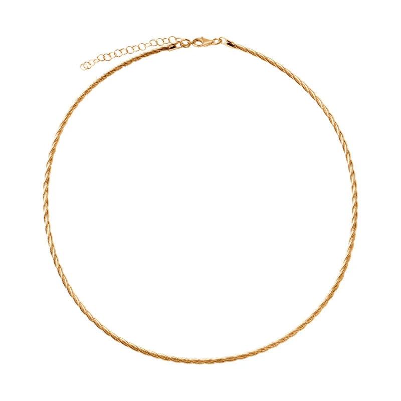 Naszyjnik łańcuszek sztywny pozłacany skręcany
