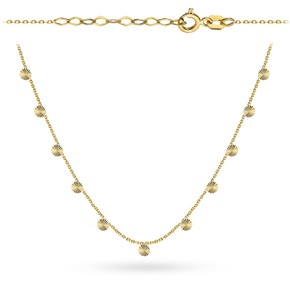 Naszyjnik złoty z diamentowanymi kółeczkami 
