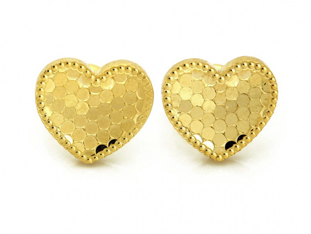 Złote kolczyki serca diamentowane