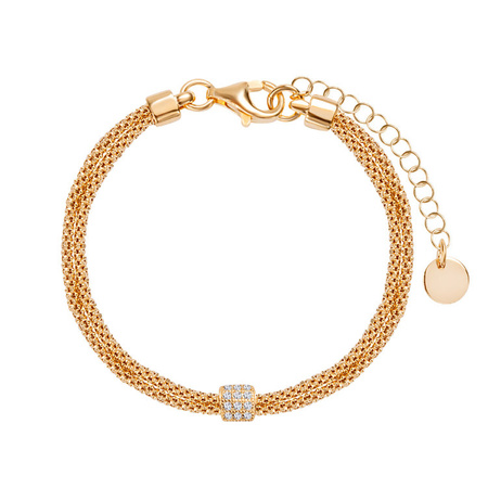 Bransoletka srebrna pozłacana z cyrkoniami