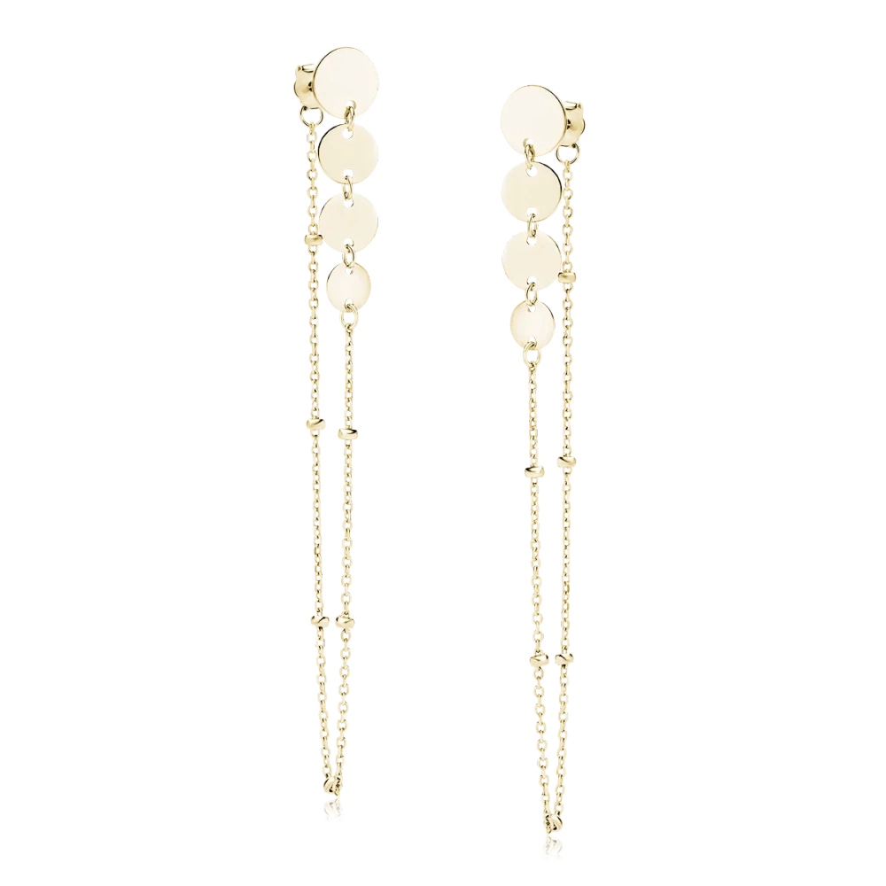 Kolczyki złote blaszki wiszące