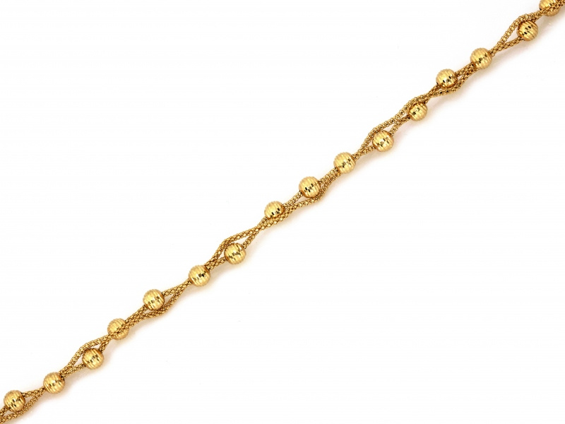 Bransoletka złota z diamentowanymi kuleczkami