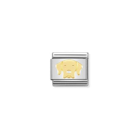 Element link do bransoletek Nomination Composable Stal + Złoto 18k pies labrad