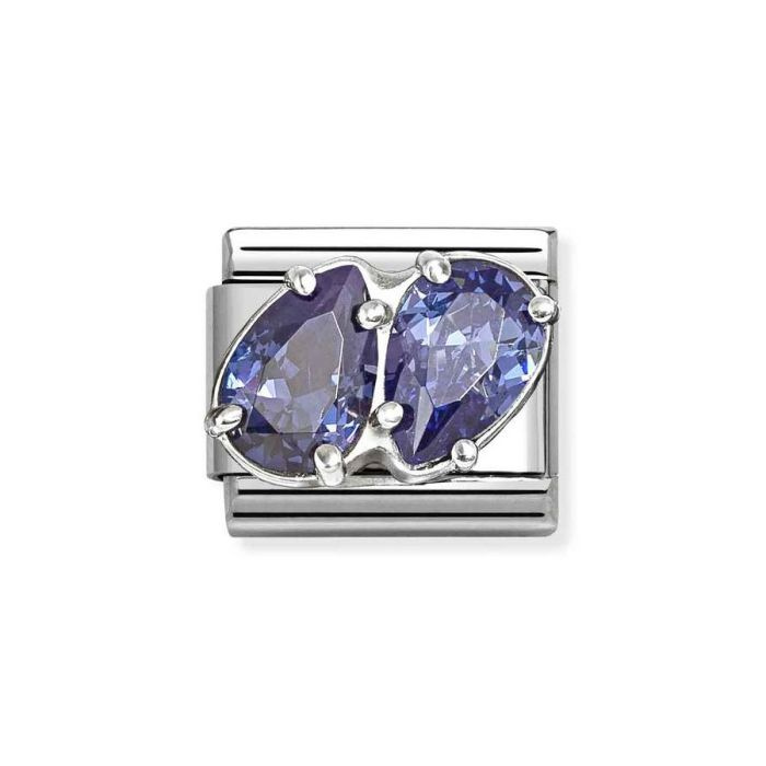 Element link do bransoletek Nomination Composable Stal + Srebro 925 dwie cyrkonie