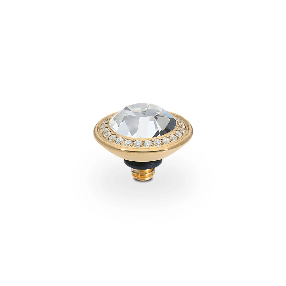 Element top wkręcany Qudo Tondo Deluxe 9mm stal pozłacana Crystal