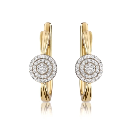 Złote kolczyki wiszące z diamentami