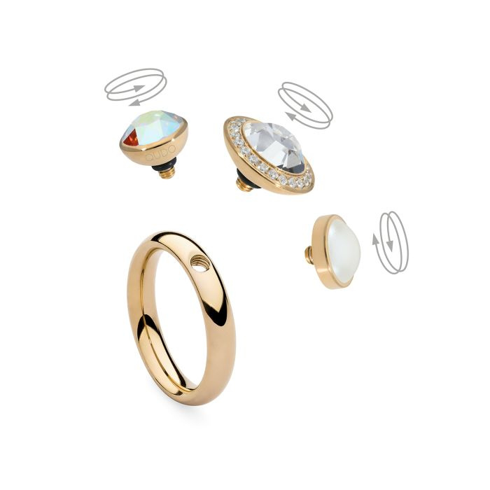 Element top wkręcany Qudo Tondo Deluxe 13mm stal pozłacana Cream Pearl