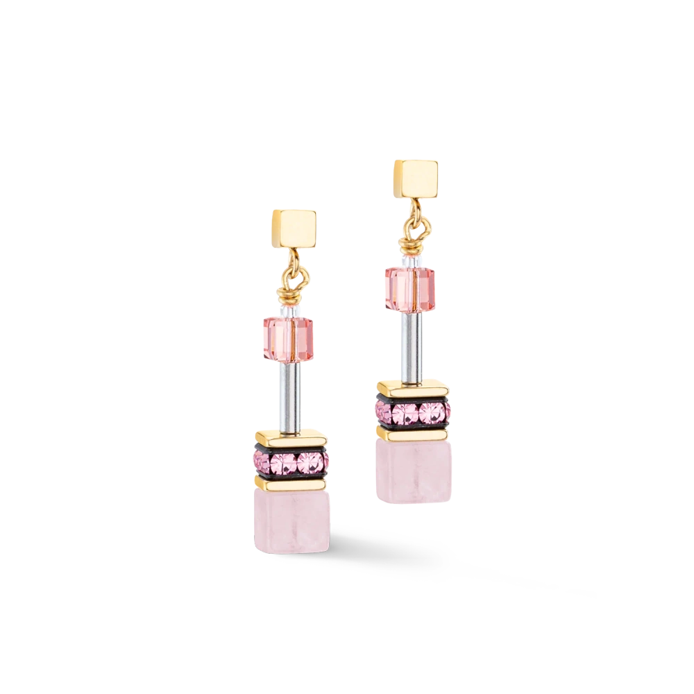Kolczyki GeoCUBE® Iconic Precious w kolorze różowo-pomarańczowym