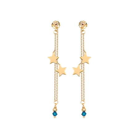 Kolczyki gwiazdki niebieskie cyrkonie srebro pozłacane