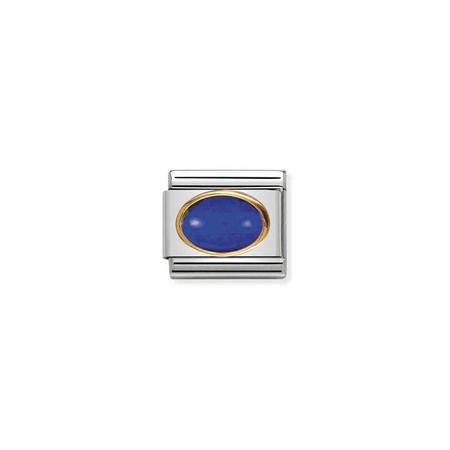 Element link do bransoletek Nomination Composable Stal + Złoto 18k owal lapis lazuli