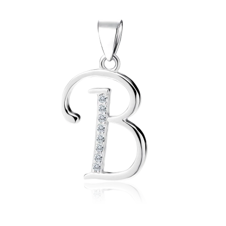 Zawieszka srebrna litera B cyrkonie