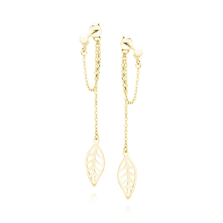 Kolczyki pozłacane wiszące łańcuszki listki
