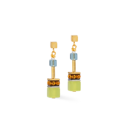 Kolczyki GeoCUBE ® Iconic pozłacane limonka