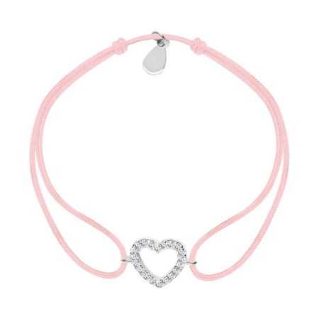 Bransoletka z serduszkiem na różowym sznurku