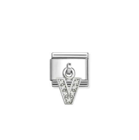 Element link do bransoletek Nomination Composable Stal + Srebro 925 litera V z cyrkoniami