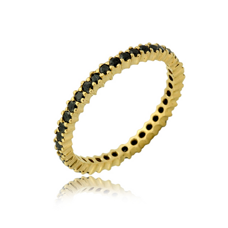 Złoty pierścionek z czarnymi cyrkoniami