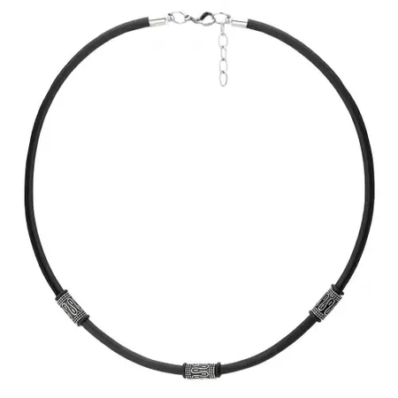 Skórzany naszyjnik męski ze stalą szlachetną