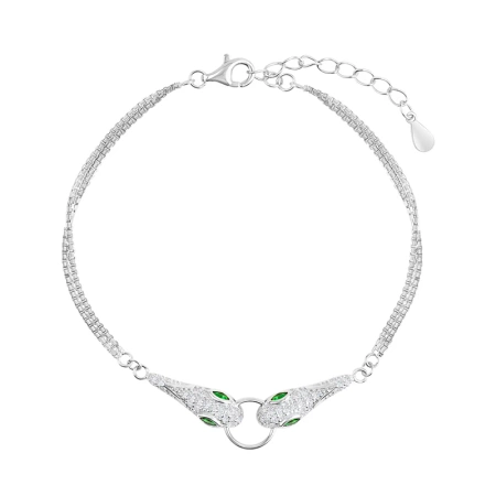 Bransoletka srebrna węże z cyrkoniami