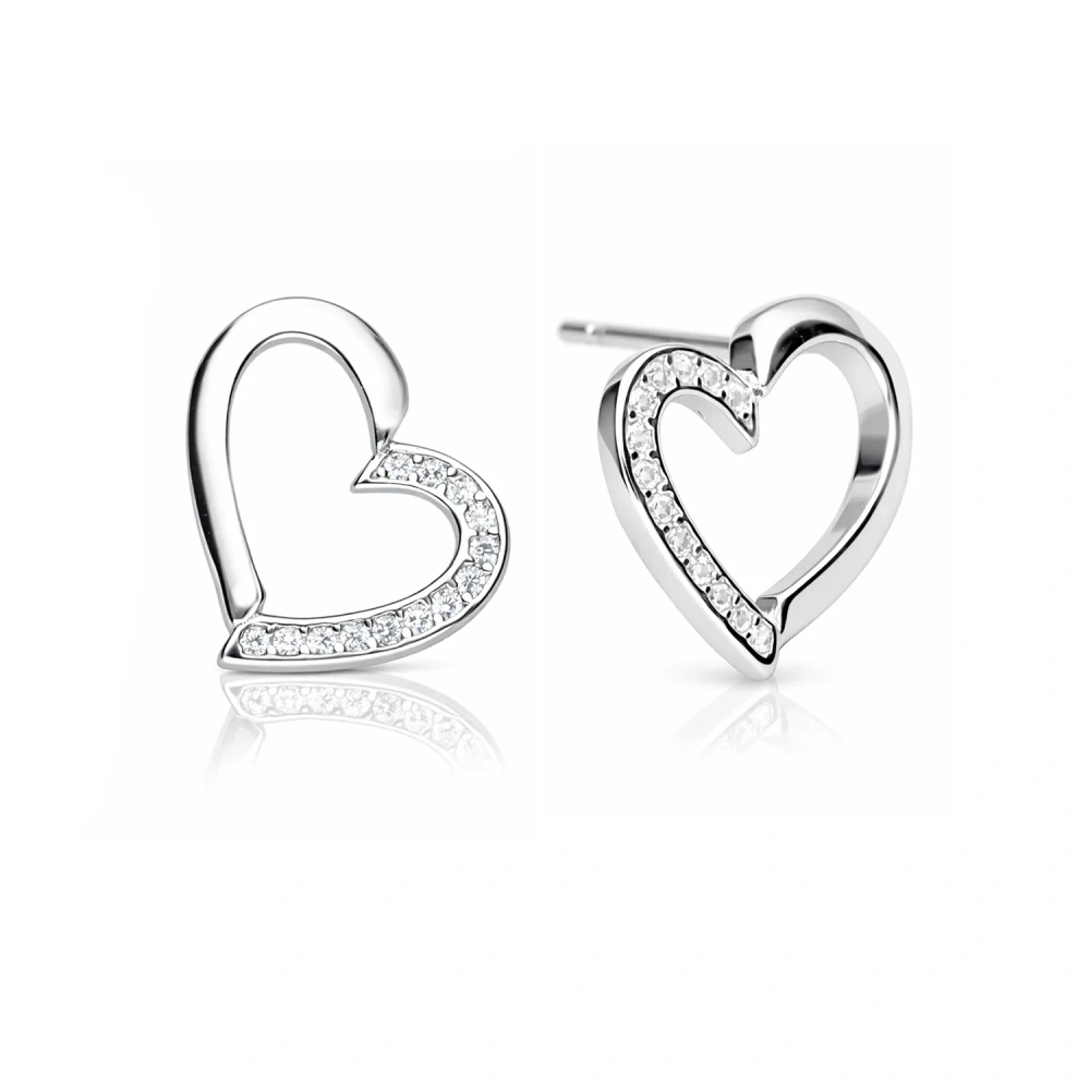 Kolczyki srebrne serduszka z cyrkoniami