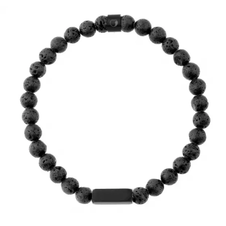 Bransoletka męska stal szlachetna lawa wulkaniczna
