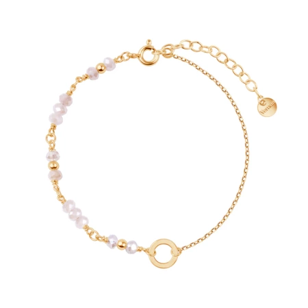 Bransoletka pozłacana z różowymi cyrkoniami