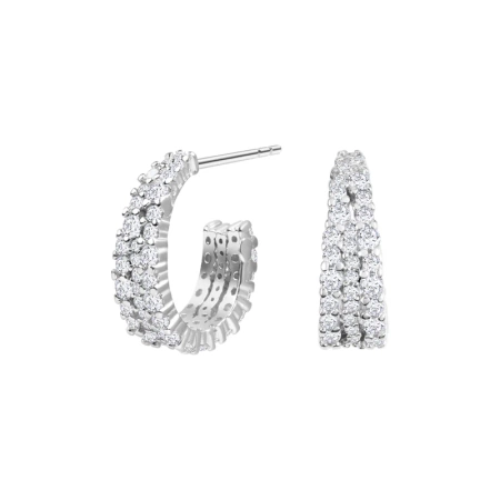 Kolczyki srebrne półkółka z cyrkoniami