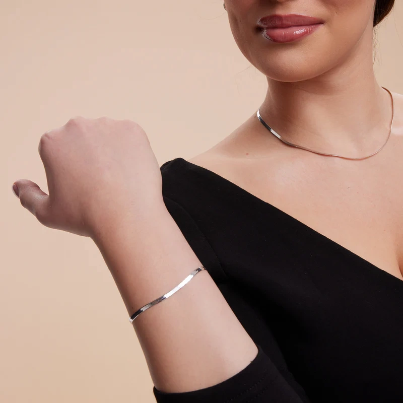 Bransoletka srebrna żmijka płaska 3 mm