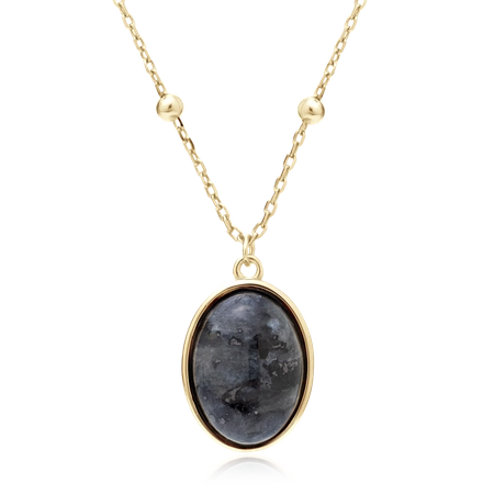 Naszyjnik owalny srebro pozłacane jadeit