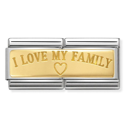 Element link do bransoletek Nomination Composable Stal + Złoto 18k I LOVE MY FAMILY