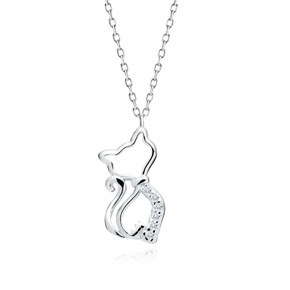 Naszyjnik srebrny z kotkiem z cyrkoniami