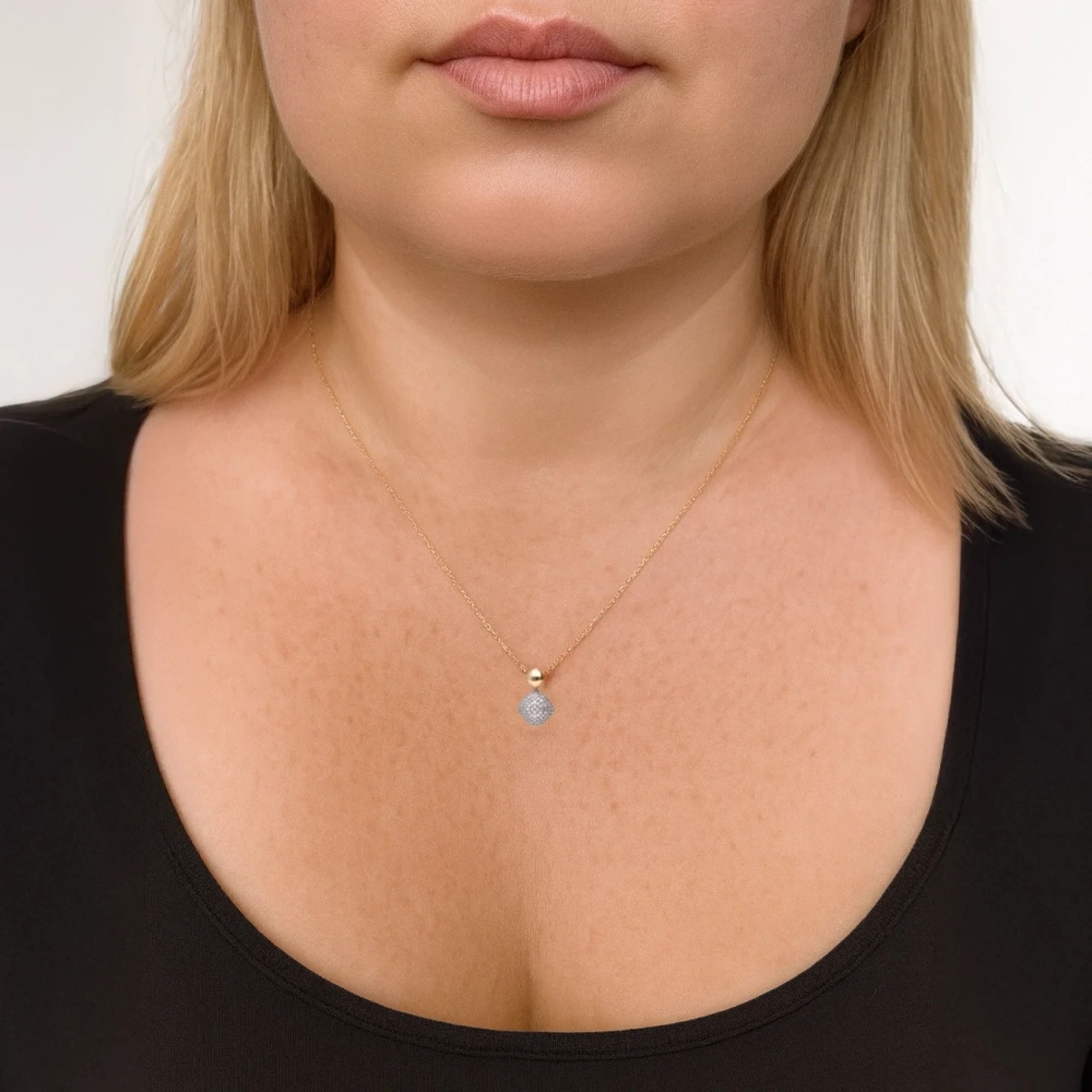 Złoty naszjnik romb z diamentami