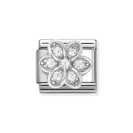 Element link do bransoletek Nomination Composable Stal + Srebro 925 stokrotka z cyrkoniami