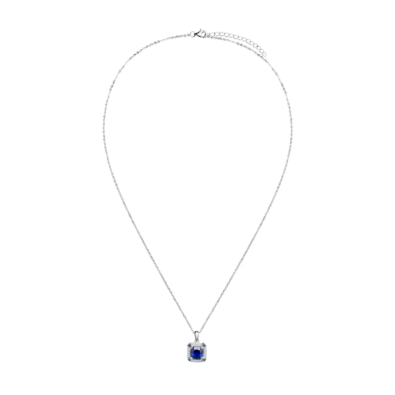 Naszyjnik srebrny z zawieszką z szafirowymi cyrkoniami 