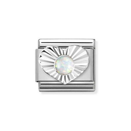 Element link do bransoletek Nomination Composable Stal + Srebro 925 opal biały
