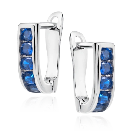 Srebrne kolczyki z granatowymi cyrkoniami