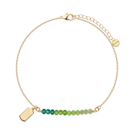 Bransoletka srebrna pozłacana z zielonymi cyrkoniami