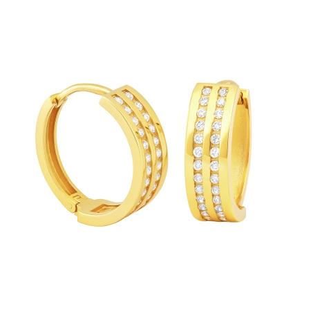 Złote kolczyki kółka z cyrkoniami