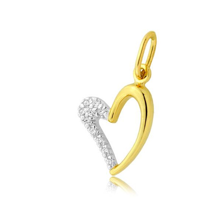 Złota zawieszka ażurowe serce z cyrkoniami