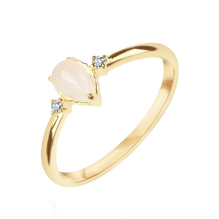 Złoty pierścionek z masą perłową i cyrkoniami