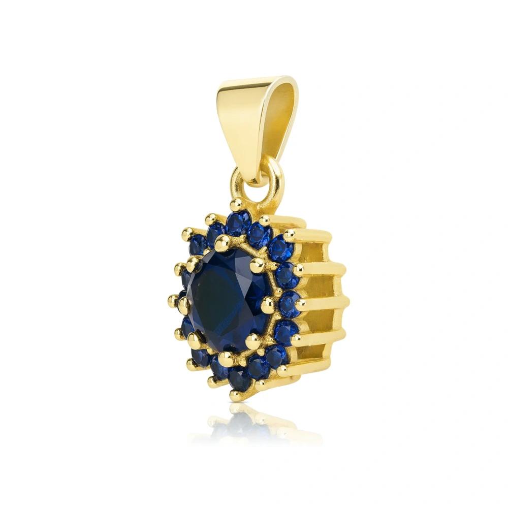 Komplet srebrny pozłacany z szafirowymi cyrkoniami