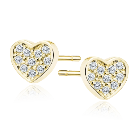 Srebrne pozłacane kolczyki serduszka z cyrkoniami