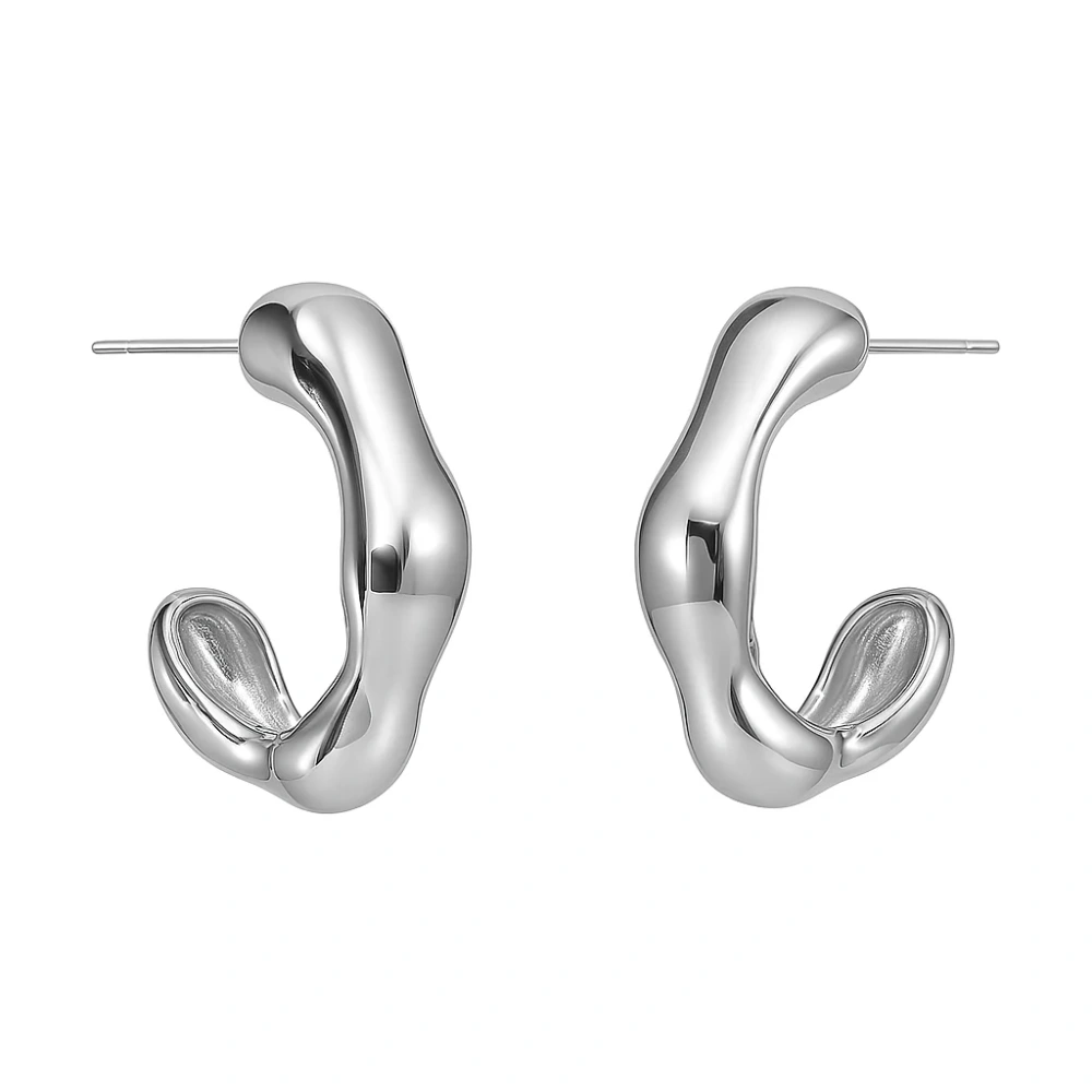 Kolczyki srebrne półkółka fala