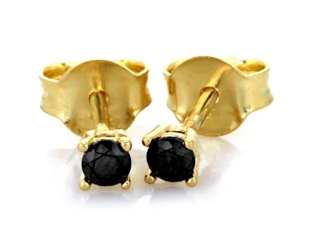 Złote kolczyki z czarnymi cyrkoniami